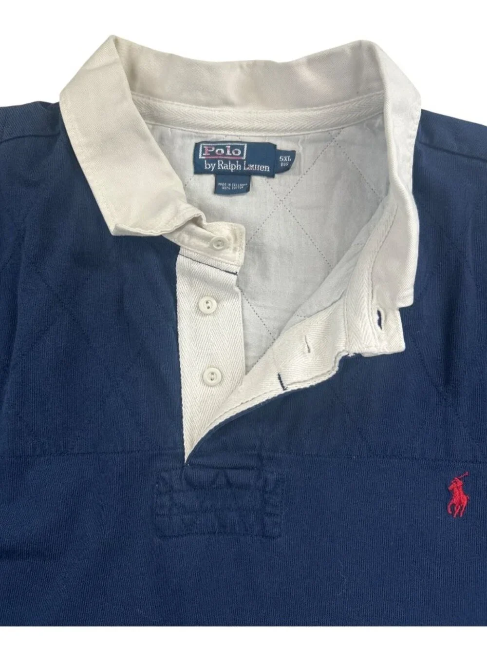 Vintage 90s Polo Ralph Lauren Rugby Shirt Men's 5XL Navy Embroidered Pony